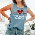 Buffalo Plaid One Loved Grandma Heart Valentine's Day Comfort Colors Tank Top Blue Jean