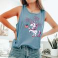 Cute Patriotic Americorn Unicorn Fireworks Girls 4Th Of July Comfort Colors Tank Top Blue Jean