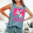 Girl Retro Personalized Dolly Cowgirl First Name Comfort Colors Tank Top Blue Jean