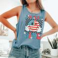 Retro American Girl 4Th Of July Smile Checkered Girls Comfort Colors Tank Top Blue Jean