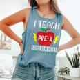 I Teach Pre-K Superheroes Back To School Teacher Day Comfort Colors Tank Top Blue Jean