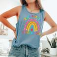 Teacher Of Tiny Superheroes Pre-K Kindergarten Rainbow Comfort Colors Tank Top Blue Jean