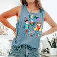 Virtual Teaching I Teach Masked Superheroes Pre-K Teacher Comfort Colors Tank Top Blue Jean