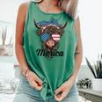 4Th Of July Highland Cow American Western Girls Comfort Colors Tank Top Light Green