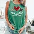 Buffalo Plaid One Loved Grandma Heart Valentine's Day Comfort Colors Tank Top Light Green