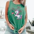 Cute Patriotic Americorn Unicorn Fireworks Girls 4Th Of July Comfort Colors Tank Top Light Green