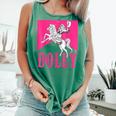 Girl Retro Personalized Dolly Cowgirl First Name Comfort Colors Tank Top Light Green