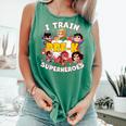 I Train Pre-K Superheroes Back To School Teacher Comfort Colors Tank Top Light Green