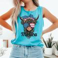 4Th Of July Highland Cow American Western Girls Comfort Colors Tank Top Lagoon