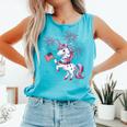 Cute Patriotic Americorn Unicorn Fireworks Girls 4Th Of July Comfort Colors Tank Top Lagoon