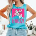 Girl Retro Personalized Dolly Cowgirl First Name Comfort Colors Tank Top Lagoon