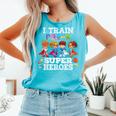 I Train Pre-K Superheroes Back To School Teacher Kid Comfort Colors Tank Top Lagoon