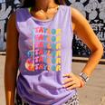 Girl Retro Taylor First Name Personalized Groovy 80'S Pink Comfort Colors Tank Top Violet