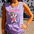 Latesha Name Personalized Birthday Dabbing Unicorn Queen Comfort Colors Tank Top Violet