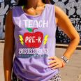 I Teach Pre-K Superheroes Back To School Teacher Day Comfort Colors Tank Top Violet
