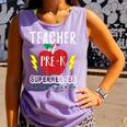 Teacher Of Pre K Superheroes Teacher Team T Comfort Colors Tank Top Violet