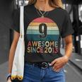 9Th Birthday Vintage Retro 9 Years Old Awesome Since 2013 T-Shirt Gifts for Her