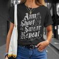 Aim Shoot Swear Repeat Archery Archer Vintage Retro T-Shirt Gifts for Her