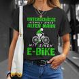 Älterer Mann mit E-Bike Schwarzes T-Shirt, Radfahrer Motiv Geschenke für Sie