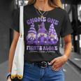 Alzheimer's Disease Awareness Month Purple Ribbon Gnomies T-Shirt Gifts for Her