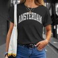 Amsterdam Netherlands Varsity Style Text T-Shirt Geschenke für Sie