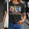 Aries Vibes Zodiac March April Birthday Astrology Groovy T-Shirt Gifts for Her
