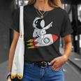 Astronaut und Rakete im Weltraum T-Shirt, Unisex Schwarz Geschenke für Sie