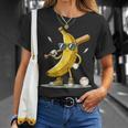 Banana Playing Baseball Baseball Game Lover Humorous T-Shirt Gifts for Her
