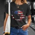 Bass Fishing Fish American Flag Patriotic Fourth Of July T-Shirt Gifts for Her