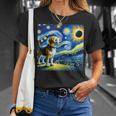 Beagle Dog Solar Eclipse Glasses 2024 Van Gogh Starry Night T-Shirt Gifts for Her