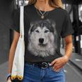 Beautiful Siberian Husky Dog Face T-Shirt Gifts for Her