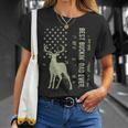 Best Buckin' Dad Camouflage American Flag Deer Hunting T-Shirt Gifts for Her