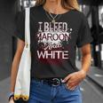 I Bleed Maroon And White Team Player Or Sports Fan T-Shirt Gifts for Her