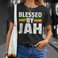 Blessed By Jah Rasta Reggae Graphic Jah Bless Print T-Shirt Gifts for Her