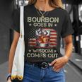 Bourbon Goes In Wisdom Comes Out Whiskey Usa Flag Vintage T-Shirt Gifts for Her