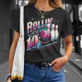 Bowling Birthday Rollin Into 10 Party 10Th Bday Retro Girl T-Shirt Gifts for Her