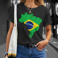 Brazil Map Brazilian Flag Trip Brasileiro Bandeiro Do Brasil T-Shirt Gifts for Her