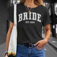Bride Groom Est 2024 Retro Just Married Couples Wedding T-Shirt Gifts for Her