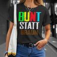 Bunt Statt Braun T-Shirt, Farbblock-Schrift Design, Schwarzes Tee Geschenke für Sie