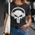 Calavera Dj Con Cascos Dj Skull Headphones Camiseta unisex Regalos para ella