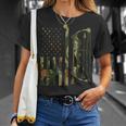 Camo Flag Deer Bow Hunting Patriotic Hunter Dad Archer T-Shirt Gifts for Her