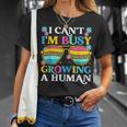 I Can't I'm Busy Growing A Human Pregnancy Announcement Mom T-Shirt Gifts for Her