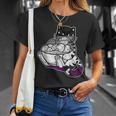 Cat Eating Ramen Asexual Pride Lgbt-Q Kitten Japanese Noodle T-Shirt Gifts for Her