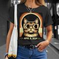 Cat In Eclipse Glasses Totality 2024 Total Solar Eclipse T-Shirt Gifts for Her