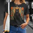 Cat Lover Cat Art Cat With Flowers Floral Cat T-Shirt Gifts for Her