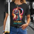Celina Ohio Total Solar Eclipse 2024Rex Dinosaur Colorful T-Shirt Gifts for Her