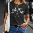 Checked Flag Racing Car Drag Racing T-Shirt Gifts for Her