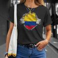 Colombia Flag Superhero Colombian Flag T-Shirt Geschenke für Sie