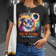 Colorful Bulldog Total Solar Eclipse 2024 New York T-Shirt Gifts for Her