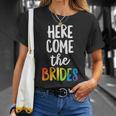 Here Comes The Brides Lesbian Pride Lgbt Wedding T-Shirt Gifts for Her